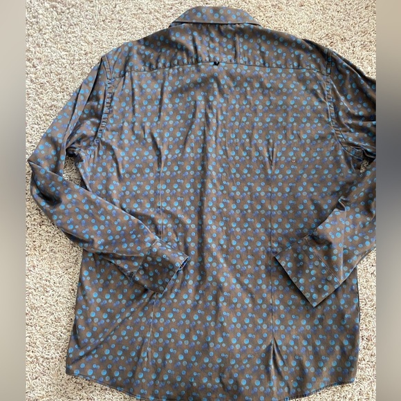 Men's Brown and Blue Polka Dot Shirt - Picture 4 of 15